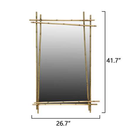 Modern European furniture - Rectangular Metal Bamboo-Inspired Wall Mirror - www.oroa.com