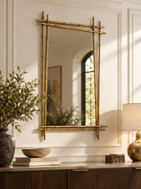 Modern European furniture - Rectangular Metal Bamboo-Inspired Wall Mirror - www.oroa.com