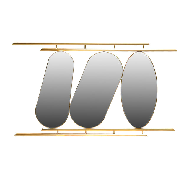 Modern European furniture - Gold 3‑Panel Oval Wall Mirror - www.oroa.com