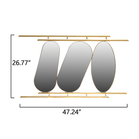 Modern European furniture - Gold 3‑Panel Oval Wall Mirror - www.oroa.com