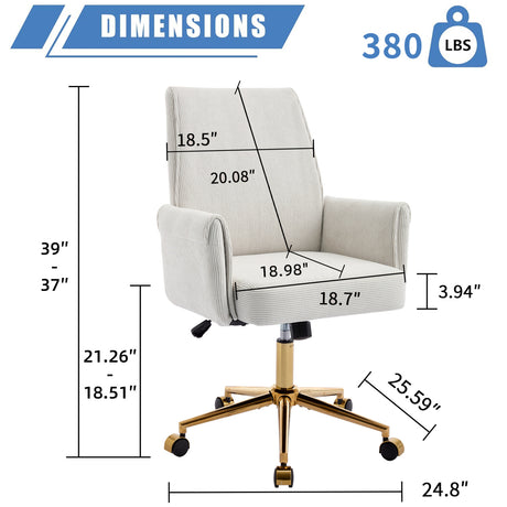 White Ergonomic Mid-Back Office Chair | OROA