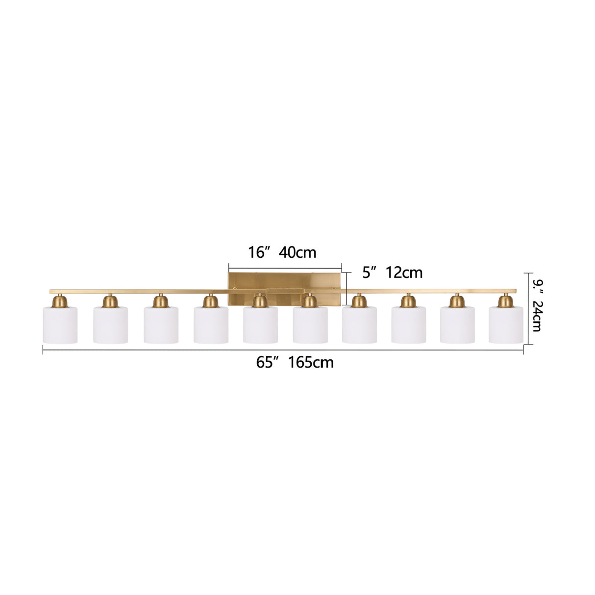 65" Gold 10-Light Vanity Wall Fixture | OROA