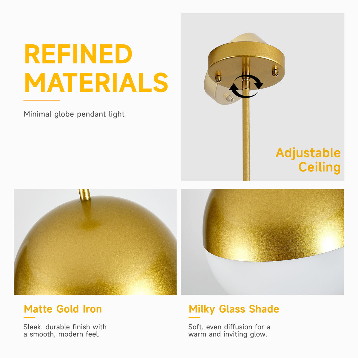 Modern European furniture - Brushed Gold Pendant Lights (2) - www.oroa.com