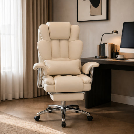 Modern European furniture - Beige Executive Leather Office Chair - www.oroa.com