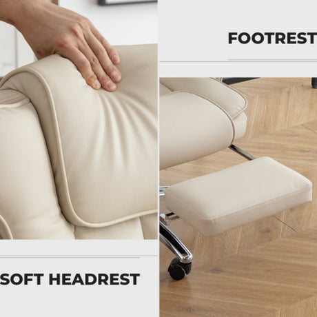 Beige Executive Leather Office Chair | OROA