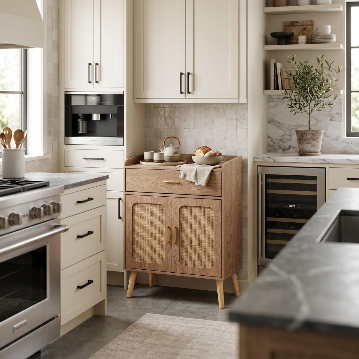 Natural 2 Doors Farmhouse Buffet Cabinet | OROA
