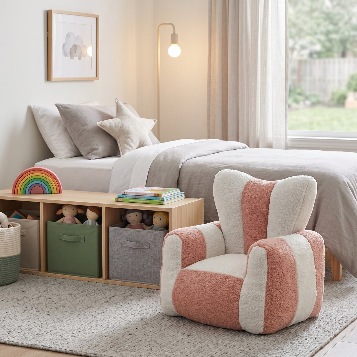Kids Teddy Bean Bag Chair with Heart-Shaped Backrest | OROA Kids