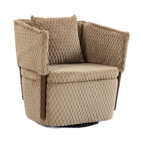 Modern European furniture - Brown Mid-Century Upholstered Swivel Chair - www.oroa.com