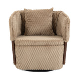 Brown Mid-Century Upholstered Swivel Chair | OROA