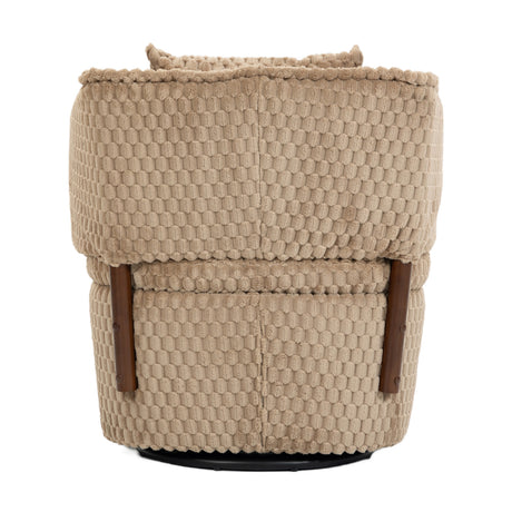 Brown Mid-Century Upholstered Swivel Chair | OROA