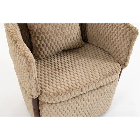 Brown Mid-Century Upholstered Swivel Chair | OROA