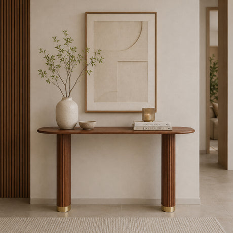 Brown Modern Oval Console Table | OROA