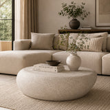 Cream White Elliptical Rock Coffee Table | OROA