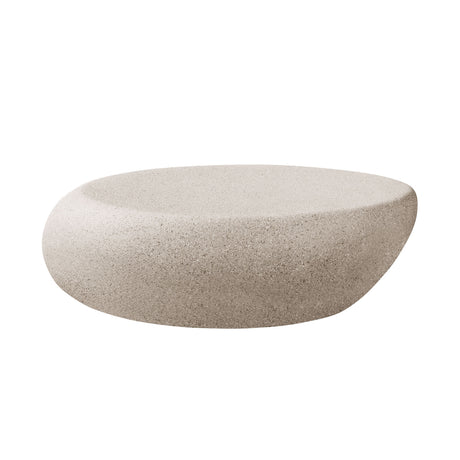Cream White Elliptical Rock Coffee Table | OROA