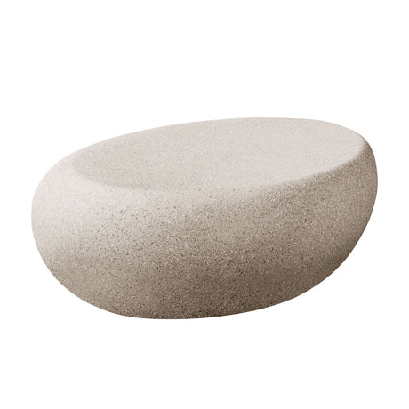 Cream White Elliptical Rock Coffee Table | OROA
