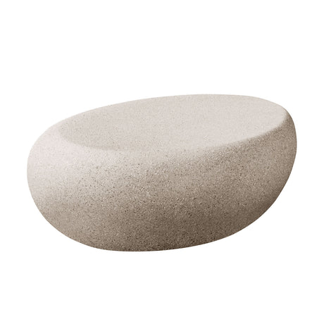 Cream White Elliptical Rock Coffee Table | OROA