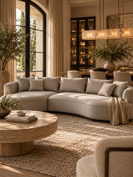 Modern Light Gray Curved 5-Seatear Sectional Sofa | OROA