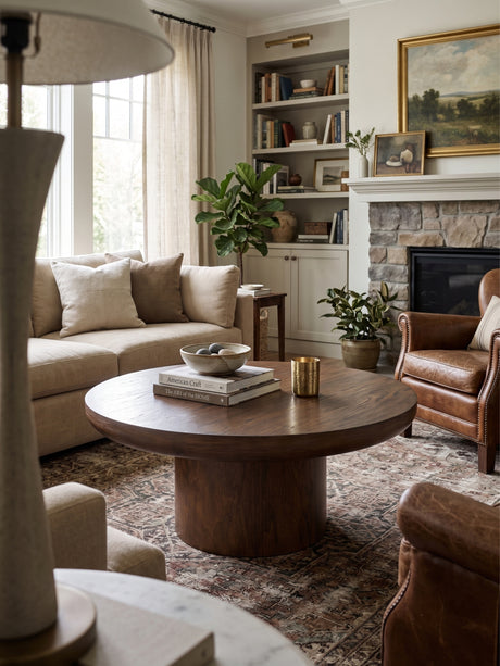 Wood Veneer Round Coffee Table | OROA