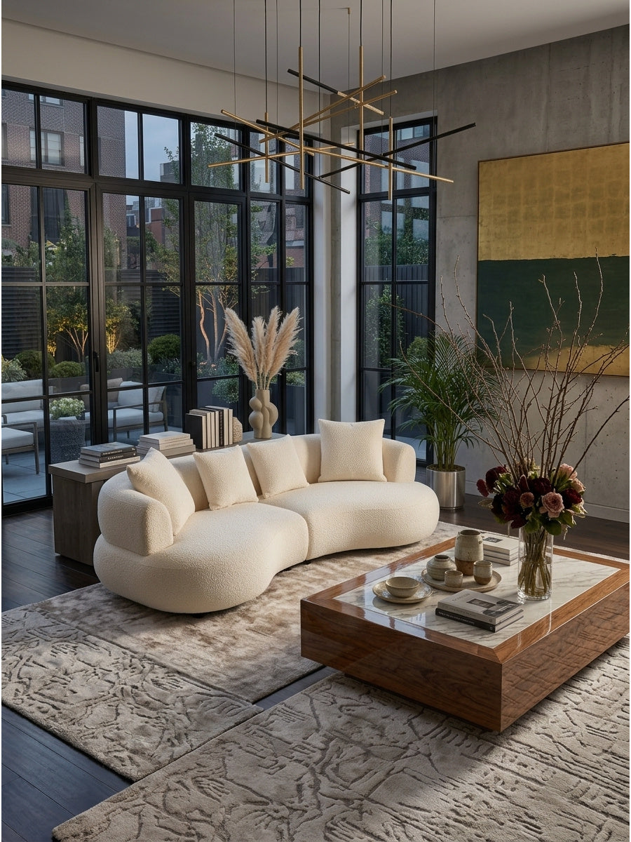 Modern Curved Boucle Sectional Sofa | OROA