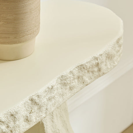 Modern European furniture - Beige Sculptural Stone-Look Console Table - www.oroa.com