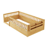 Twin Floor Bed Frame with Light and Storage Shelf | OROA Kids
