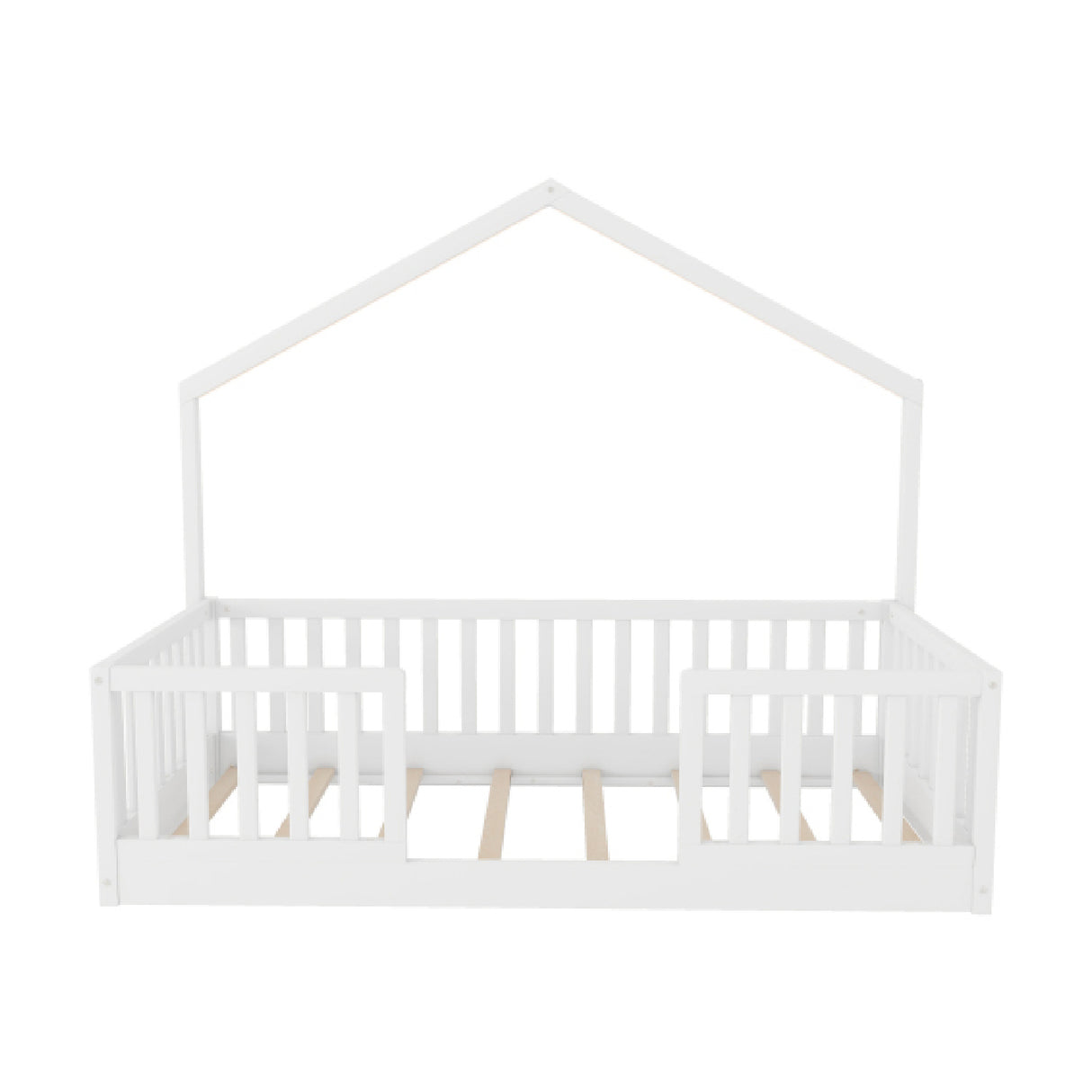 White Wooden Twin Floor Bed with Light | OROA Kids