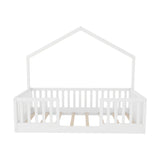 White Wooden Twin Floor Bed with Light | OROA Kids