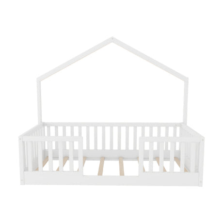 White Wooden Twin Floor Bed with Light | OROA Kids