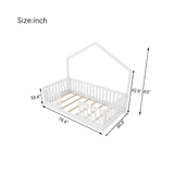 White Wooden Twin Floor Bed with Light | OROA Kids