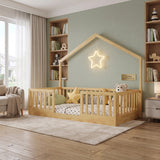 Wooden Twin Floor Bed with Light | OROA Kids
