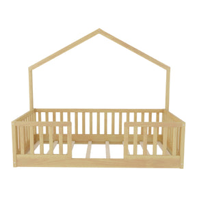 Modern European furniture - Wooden Twin Floor Bed with Light - www.oroa.com
