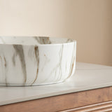 14" White Round Vessel Ceramic Sink | OROA