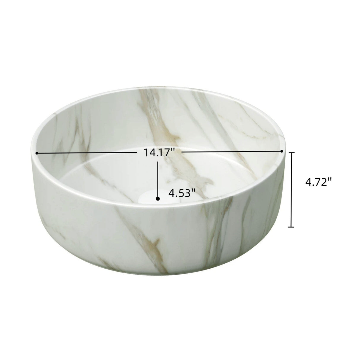 14" White Round Vessel Ceramic Sink | OROA