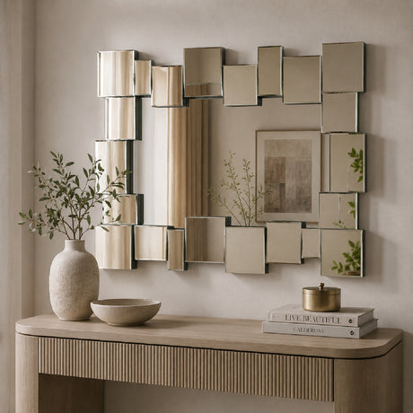 Geometric Square-Spliced Wall-Mounted Decorative Mirror | OROA