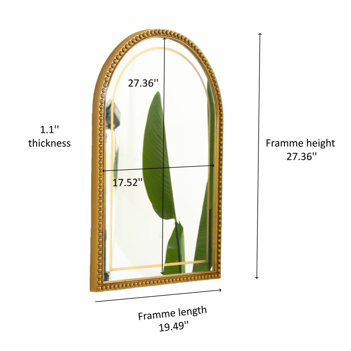 Avri Golden Beaded Wall Mirror | OROA