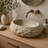 18" Irregular Oval Stone Pattern Bathroom Sink | OROA