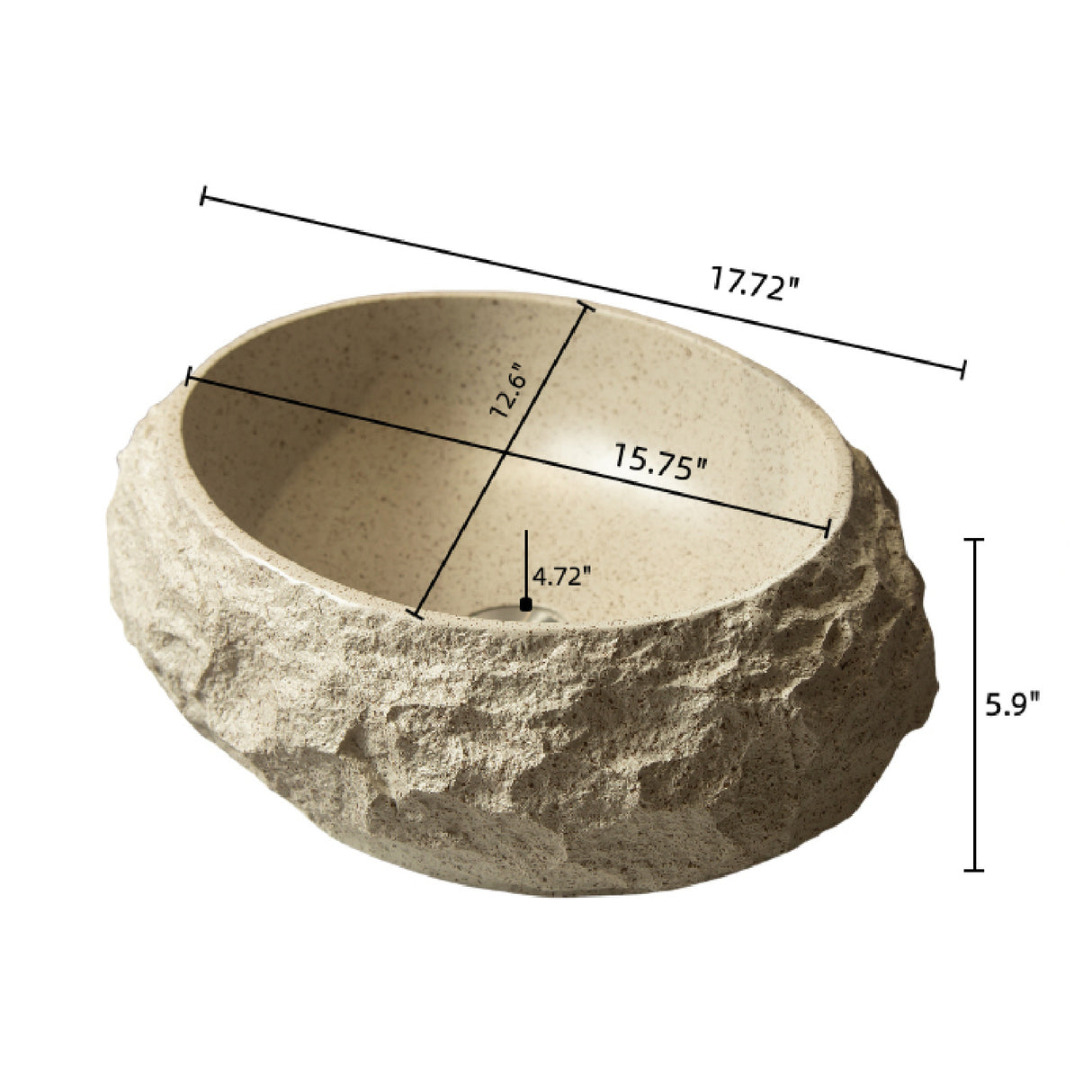 18" Irregular Oval Stone Pattern Bathroom Sink | OROA