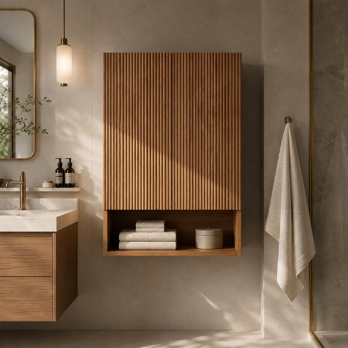 Modern European furniture - 26" Tobi Wall-Mounted Striped Bathroom Cabinet - www.oroa.com