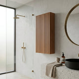 Brown Narrow Wall Mounted Bathroom Cabinet | OROA