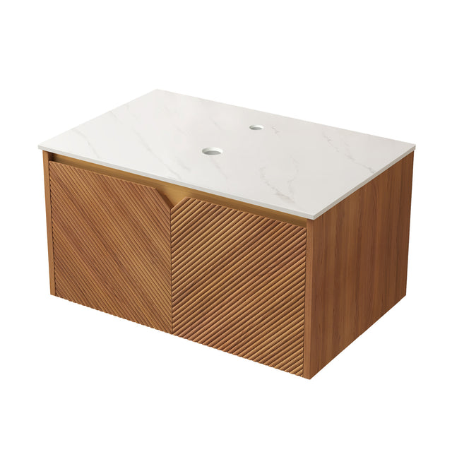 Modern European furniture - Brown Oak Wall-Mounted Bathroom Cabinet - www.oroa.com