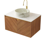 Modern European furniture - Brown Oak Wall-Mounted Bathroom Cabinet - www.oroa.com