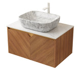 Modern European furniture - Brown Oak Wall-Mounted Bathroom Cabinet - www.oroa.com