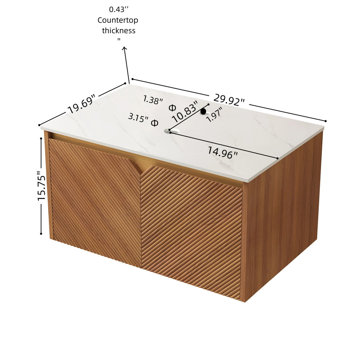 Modern European furniture - Brown Oak Wall-Mounted Bathroom Cabinet - www.oroa.com