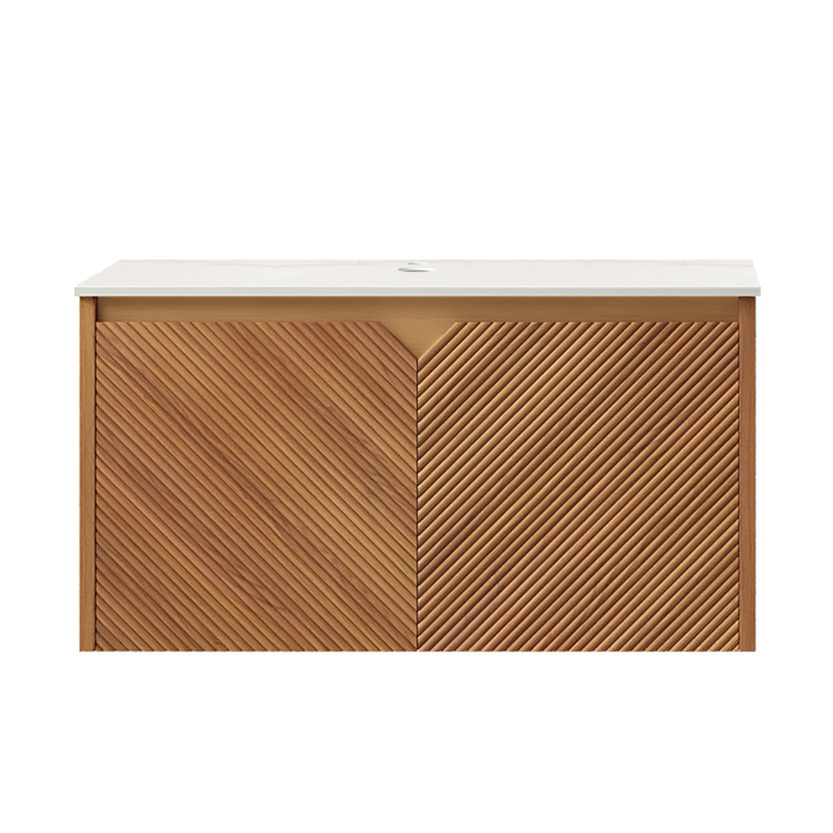 Modern European furniture - Brown Oak Wall-Mounted Bathroom Cabinet - www.oroa.com