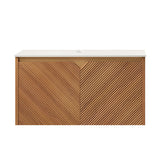 Modern European furniture - Brown Oak Wall-Mounted Bathroom Cabinet - www.oroa.com
