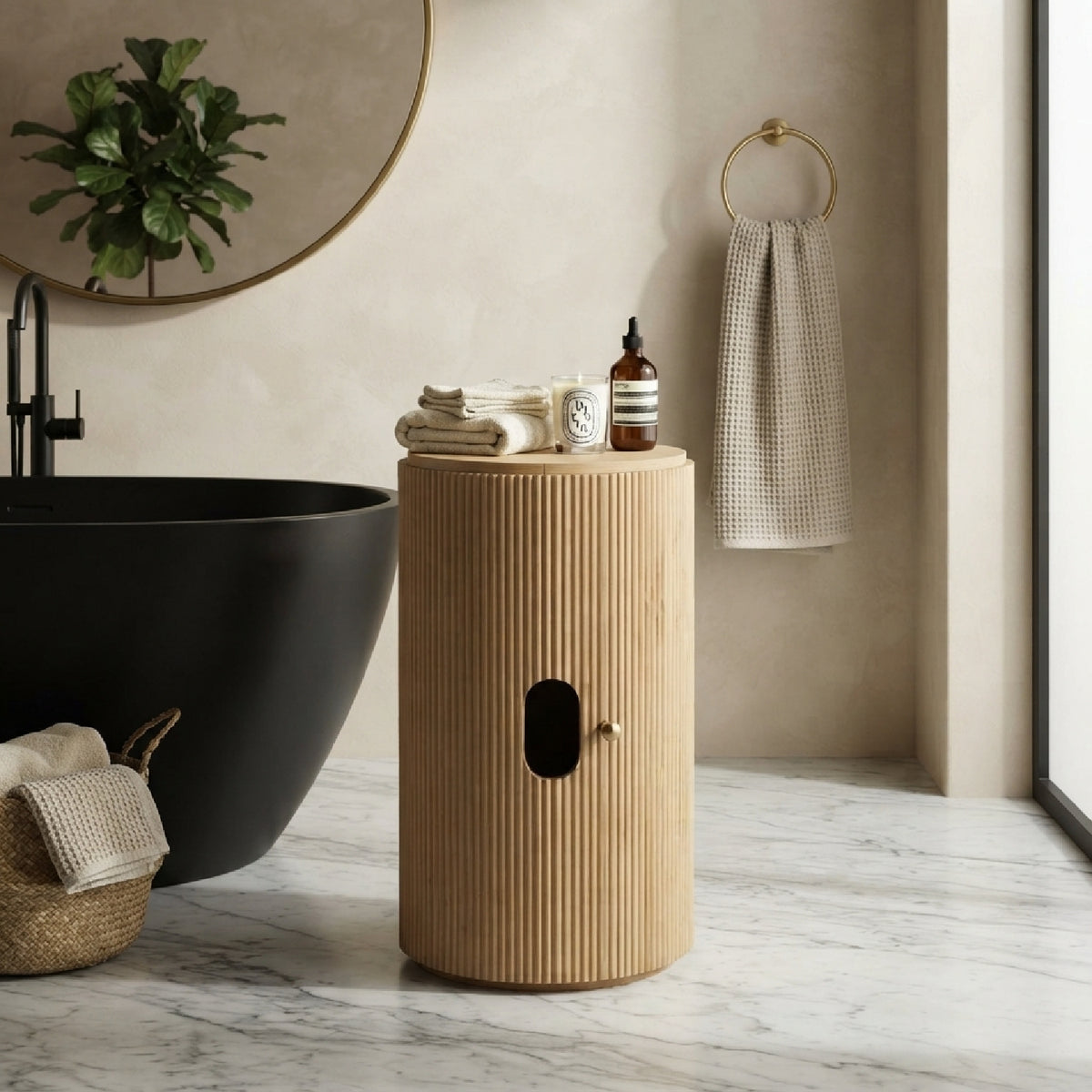 Freestanding Cylindrical Bathroom Cabinet | OROA