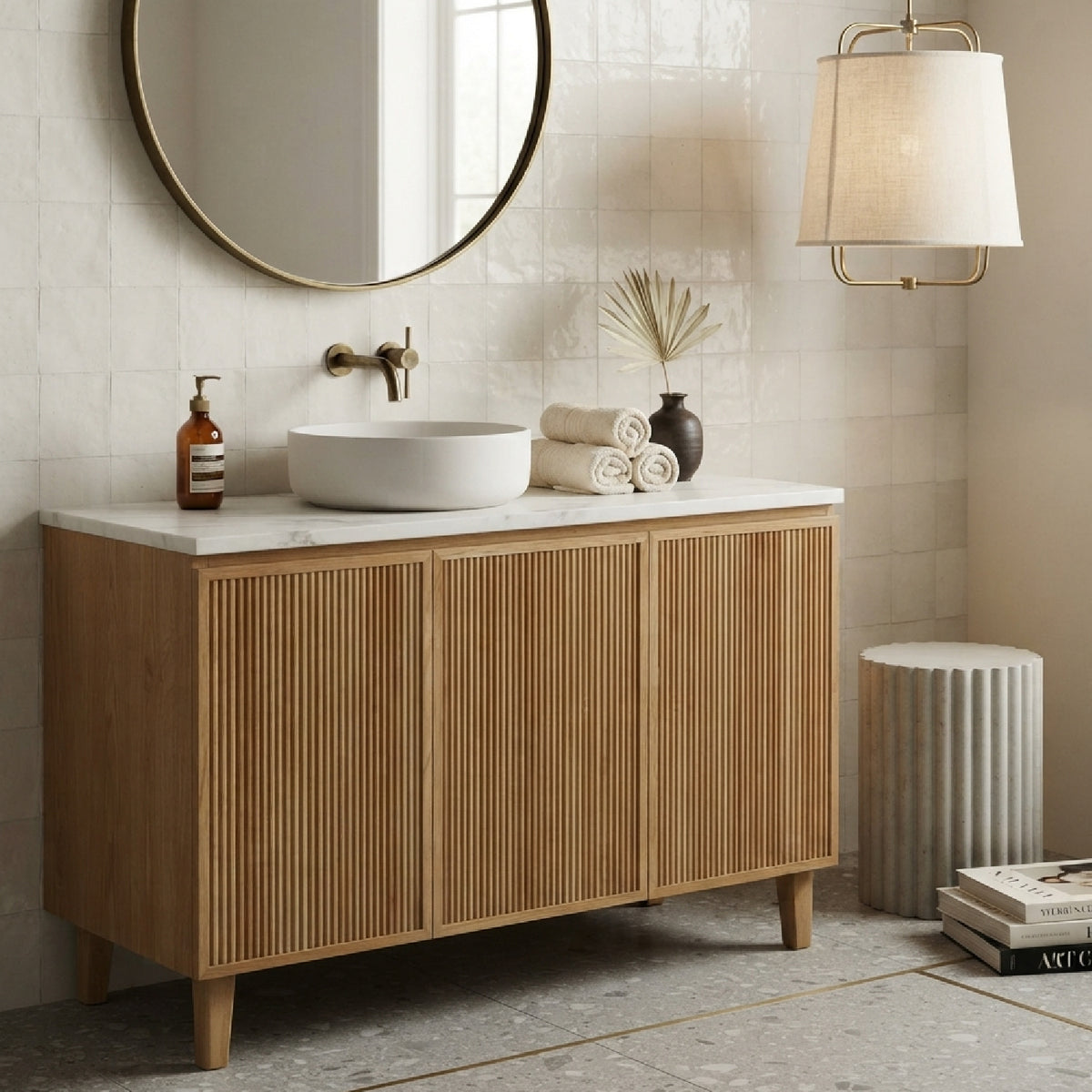 Natural Woodgrain Bathroom Vanity Base | OROA