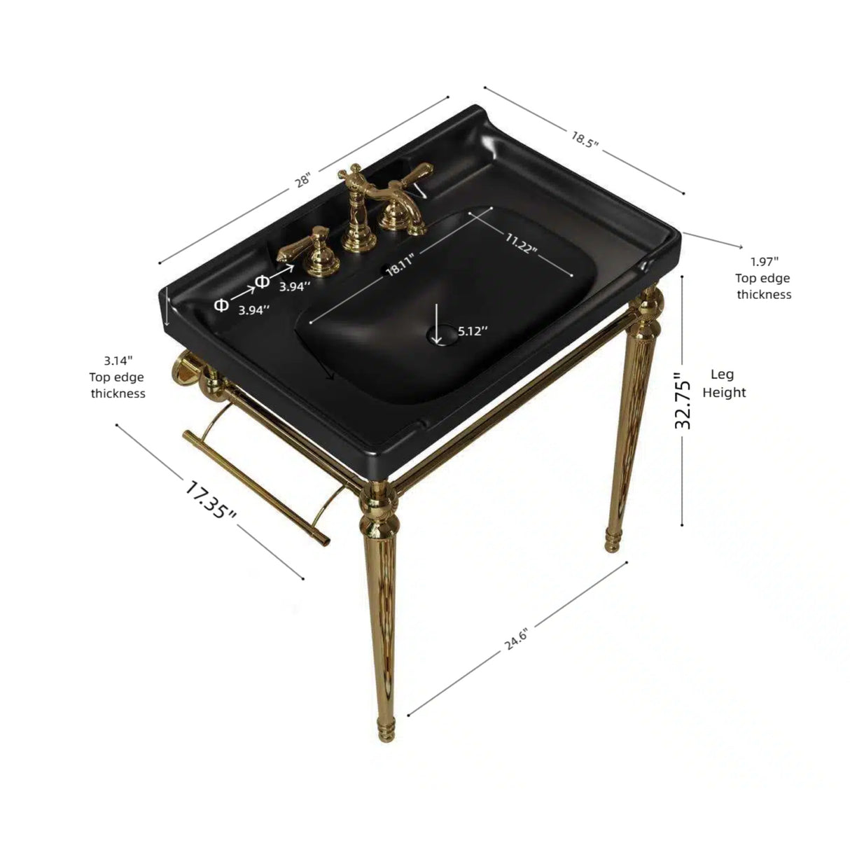 VICI Black Ceramic Bathroom Sink | OROA