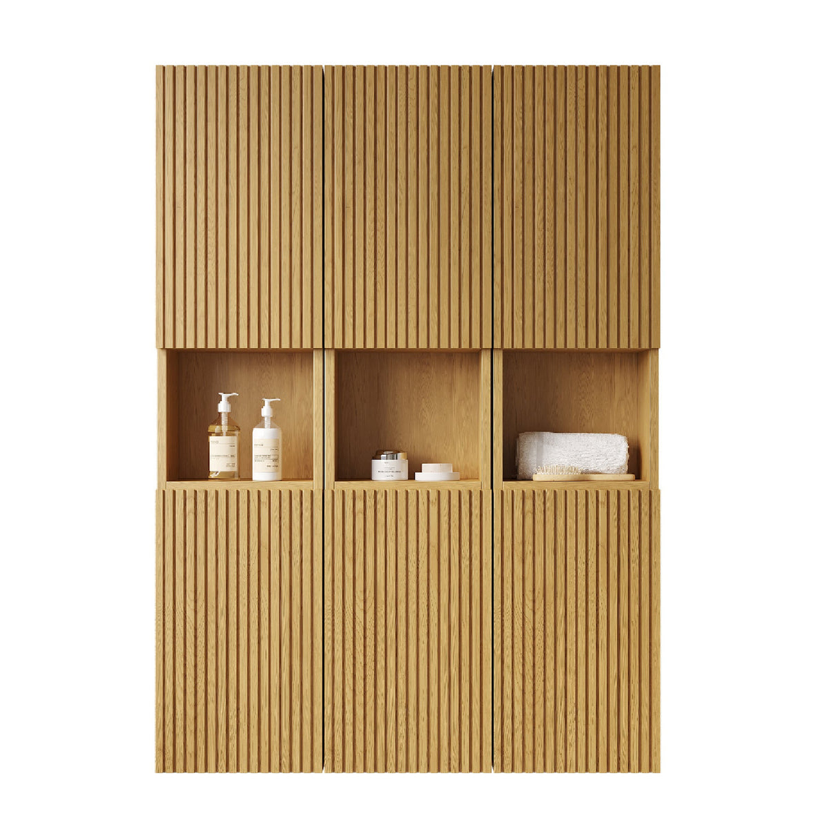 Modern European furniture - 59" Golden Oak Modular Bathroom Storage Cabinet - www.oroa.com