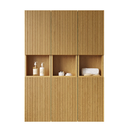 Modern European furniture - 59" Golden Oak Modular Bathroom Storage Cabinet - www.oroa.com